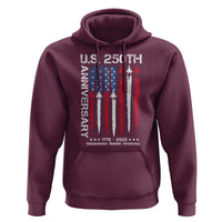 250th American Anniversary Hoodie 250 Years America USA Flag Fighter Jets Patriotic Veterans - Wonder Print Shop
