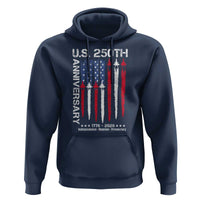 250th American Anniversary Hoodie 250 Years America USA Flag Fighter Jets Patriotic Veterans - Wonder Print Shop