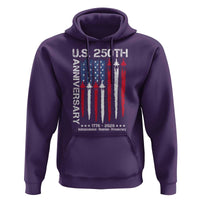 250th American Anniversary Hoodie 250 Years America USA Flag Fighter Jets Patriotic Veterans - Wonder Print Shop