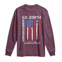 250th American Anniversary Long Sleeve Shirt 250 Years America USA Flag Fighter Jets Patriotic Veterans - Wonder Print Shop