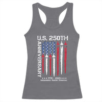 250th American Anniversary Racerback Tank Top 250 Years America USA Flag Fighter Jets Patriotic Veterans - Wonder Print Shop