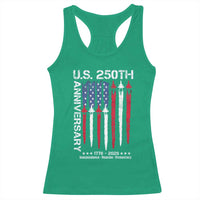 250th American Anniversary Racerback Tank Top 250 Years America USA Flag Fighter Jets Patriotic Veterans - Wonder Print Shop
