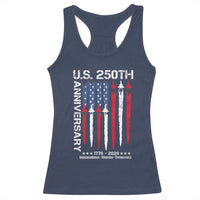 250th American Anniversary Racerback Tank Top 250 Years America USA Flag Fighter Jets Patriotic Veterans - Wonder Print Shop