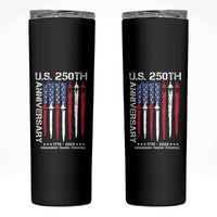 250th American Anniversary Skinny Tumbler 250 Years America USA Flag Fighter Jets Patriotic Veterans - Wonder Print Shop