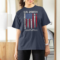 250th American Anniversary T Shirt For Women 250 Years America USA Flag Fighter Jets Patriotic Veterans - Wonder Print Shop