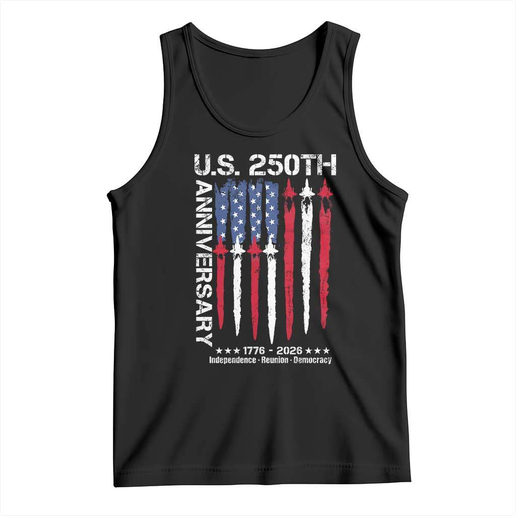 250th American Anniversary Tank Top 250 Years America USA Flag Fighter Jets Patriotic Veterans - Wonder Print Shop