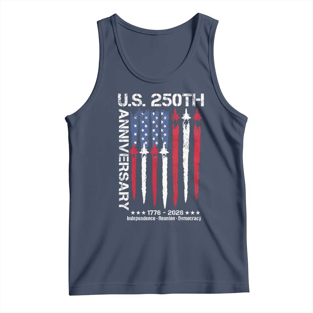 250th American Anniversary Tank Top 250 Years America USA Flag Fighter Jets Patriotic Veterans - Wonder Print Shop