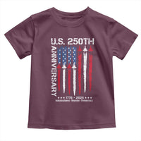 250th American Anniversary Toddler T Shirt 250 Years America USA Flag Fighter Jets Patriotic Veterans - Wonder Print Shop