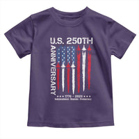 250th American Anniversary Toddler T Shirt 250 Years America USA Flag Fighter Jets Patriotic Veterans - Wonder Print Shop