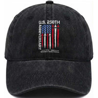 250th American Anniversary Washed Cotton Baseball Cap 250 Years America USA Flag Fighter Jets Patriotic Veterans