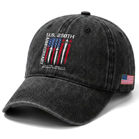 250th American Anniversary Washed Cotton Baseball Cap 250 Years America USA Flag Fighter Jets Patriotic Veterans