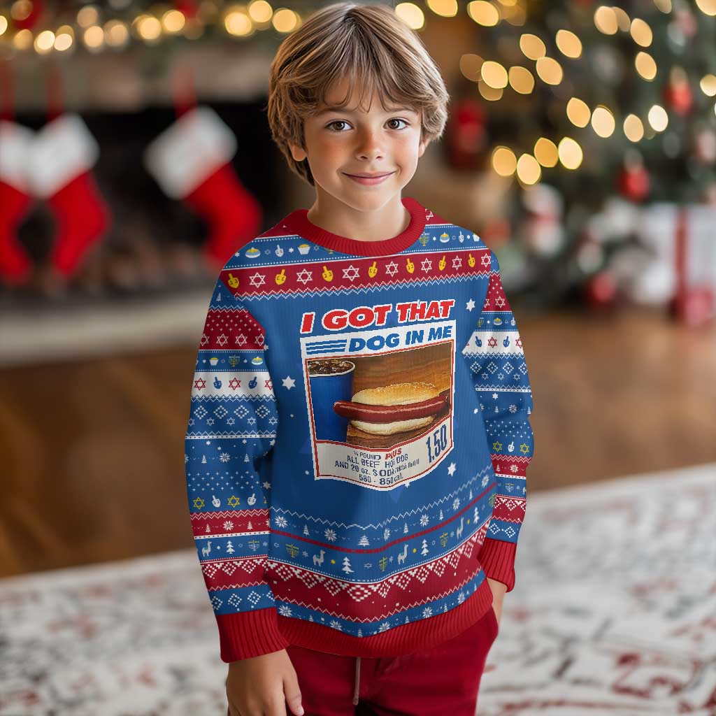 I Got That Dog In Me Hanukkah Ugly Sweater Keep 150 Dank Meme Hot Dog Combo - Wonder Print Shop