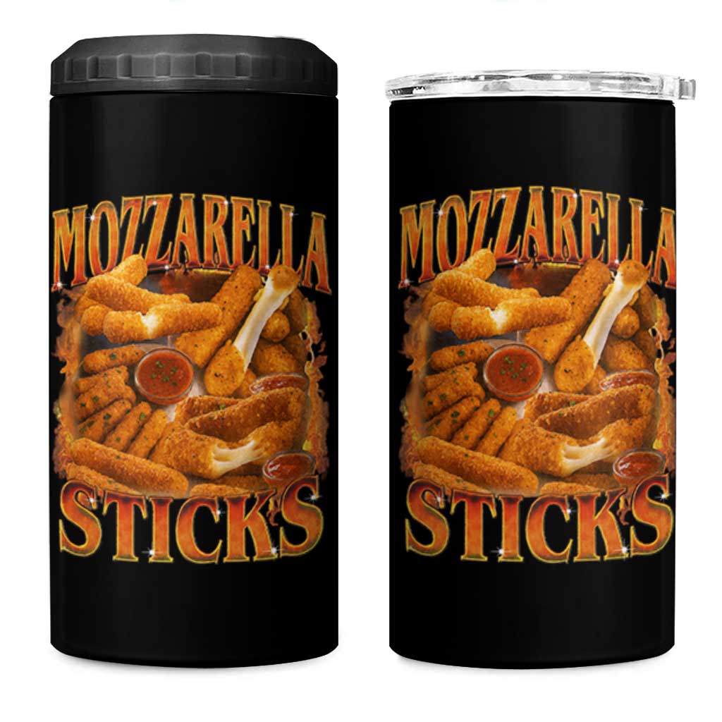 Mozzarella Sticks 4 in 1 Can Cooler Tumbler Funny Foodie Meme Snack Lover Vintage 90s - Wonder Print Shop