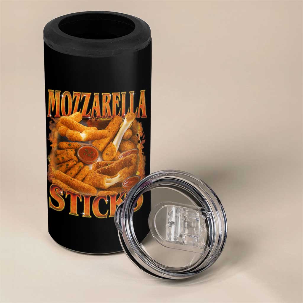 Mozzarella Sticks 4 in 1 Can Cooler Tumbler Funny Foodie Meme Snack Lover Vintage 90s - Wonder Print Shop