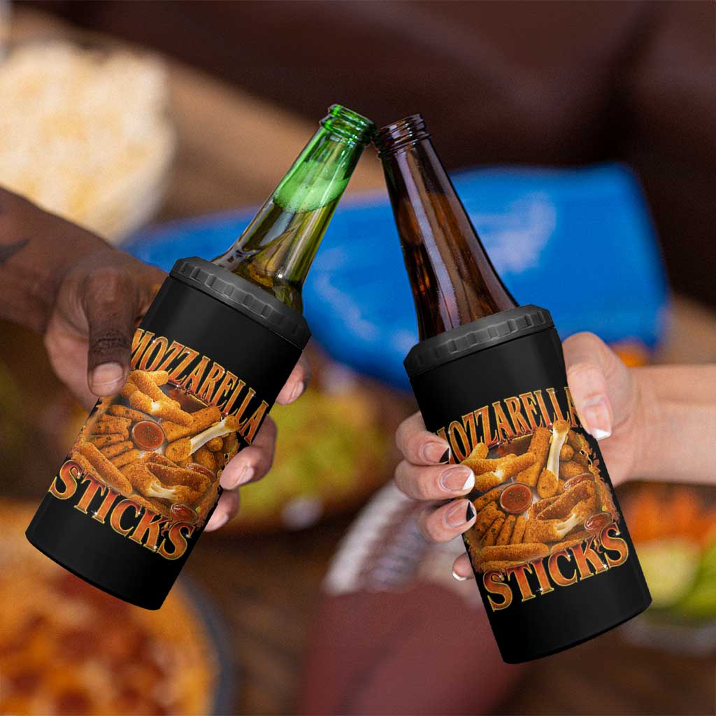 Mozzarella Sticks 4 in 1 Can Cooler Tumbler Funny Foodie Meme Snack Lover Vintage 90s - Wonder Print Shop