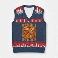 Mozzarella Sticks V-Neck Knit Sweater Vest Funny Foodie Meme Snack Lover Vintage 90s - Wonder Print Shop