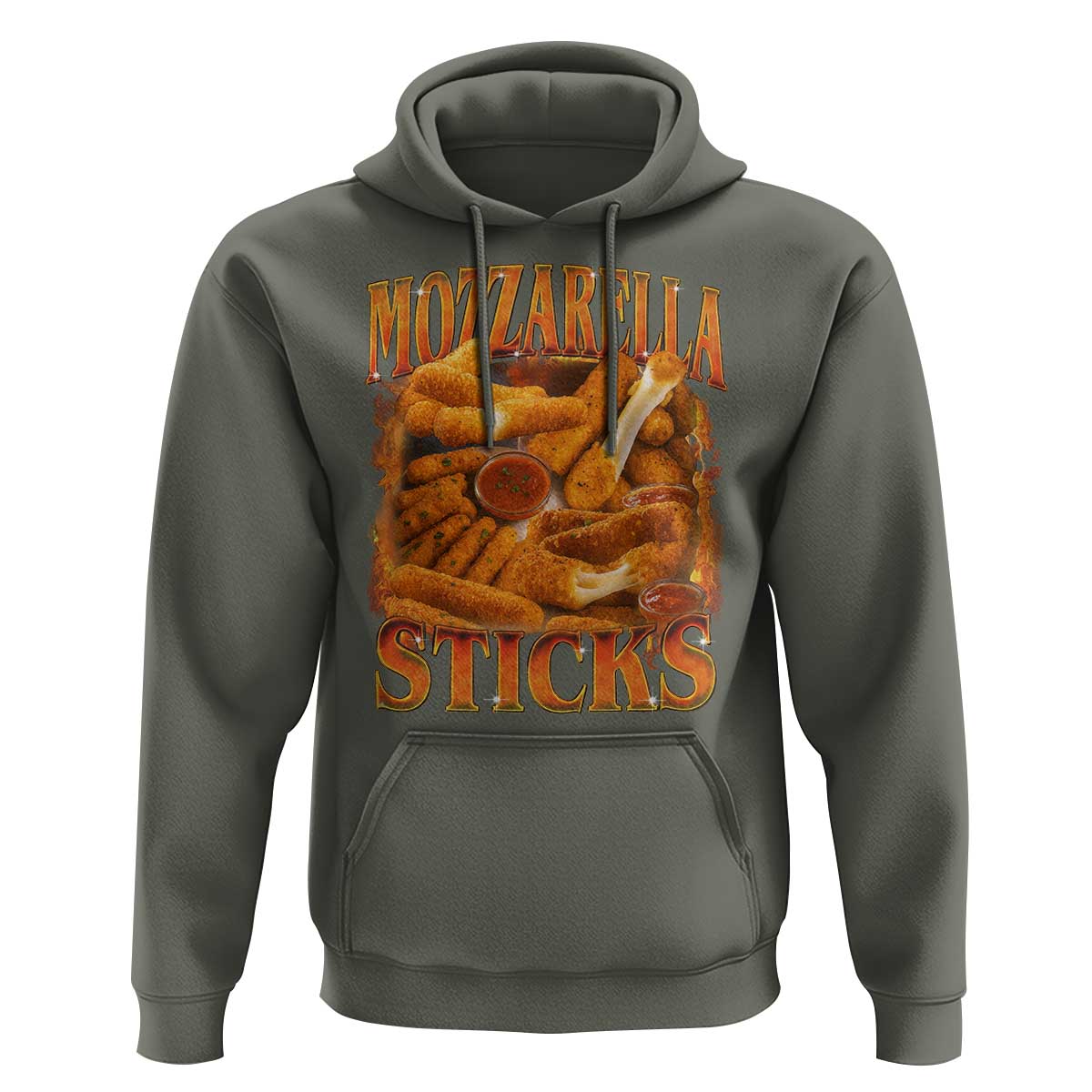 Mozzarella Sticks Hoodie Funny Foodie Meme Snack Lover Vintage 90s - Wonder Print Shop