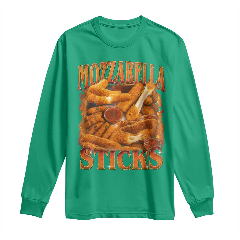 Mozzarella Sticks Long Sleeve Shirt Funny Foodie Meme Snack Lover Vintage 90s - Wonder Print Shop