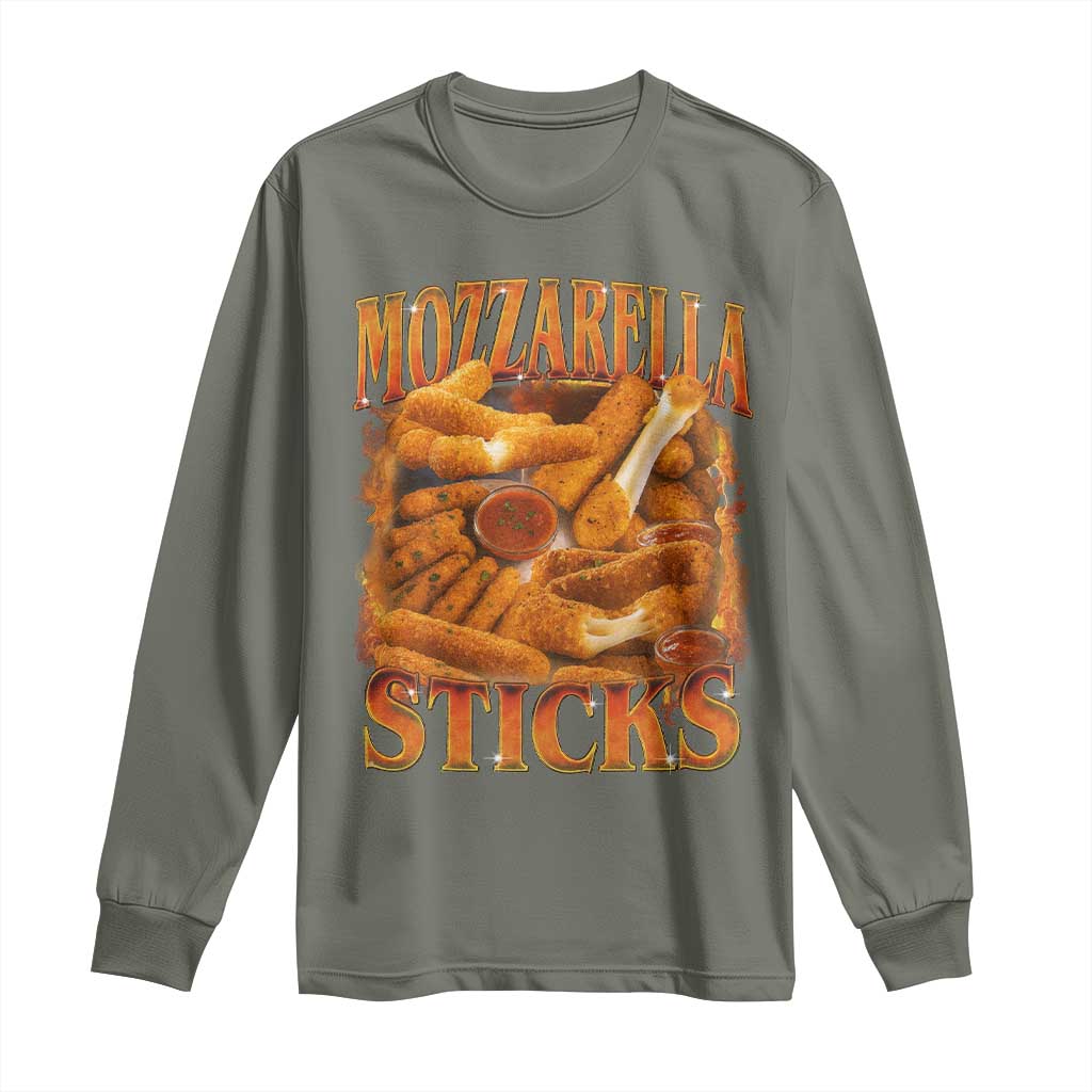 Mozzarella Sticks Long Sleeve Shirt Funny Foodie Meme Snack Lover Vintage 90s - Wonder Print Shop