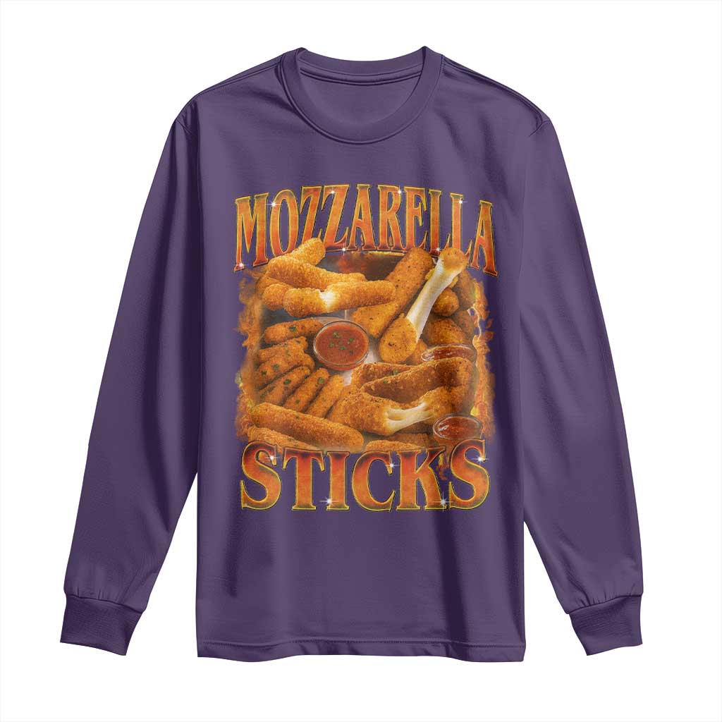 Mozzarella Sticks Long Sleeve Shirt Funny Foodie Meme Snack Lover Vintage 90s - Wonder Print Shop