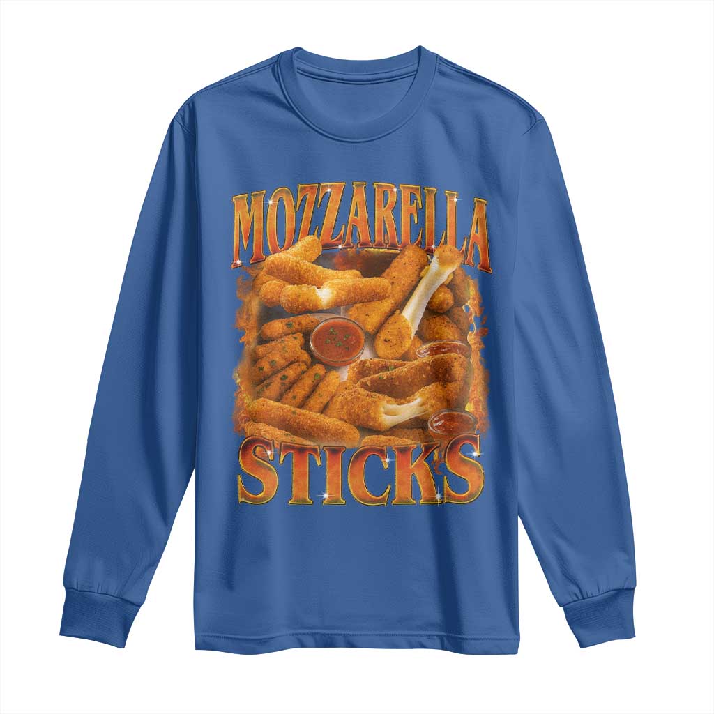 Mozzarella Sticks Long Sleeve Shirt Funny Foodie Meme Snack Lover Vintage 90s - Wonder Print Shop