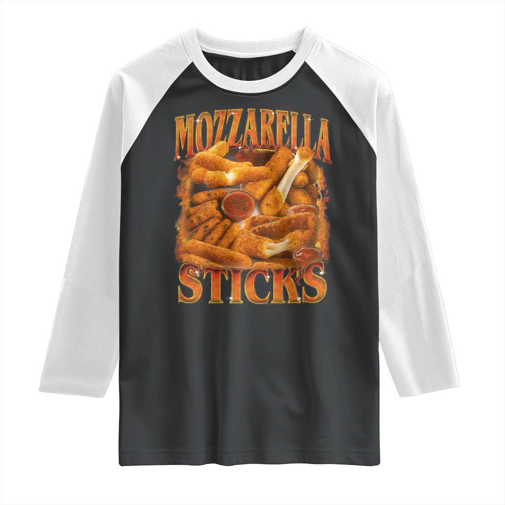 Mozzarella Sticks Raglan Shirt Funny Foodie Meme Snack Lover Vintage 90s - Wonder Print Shop