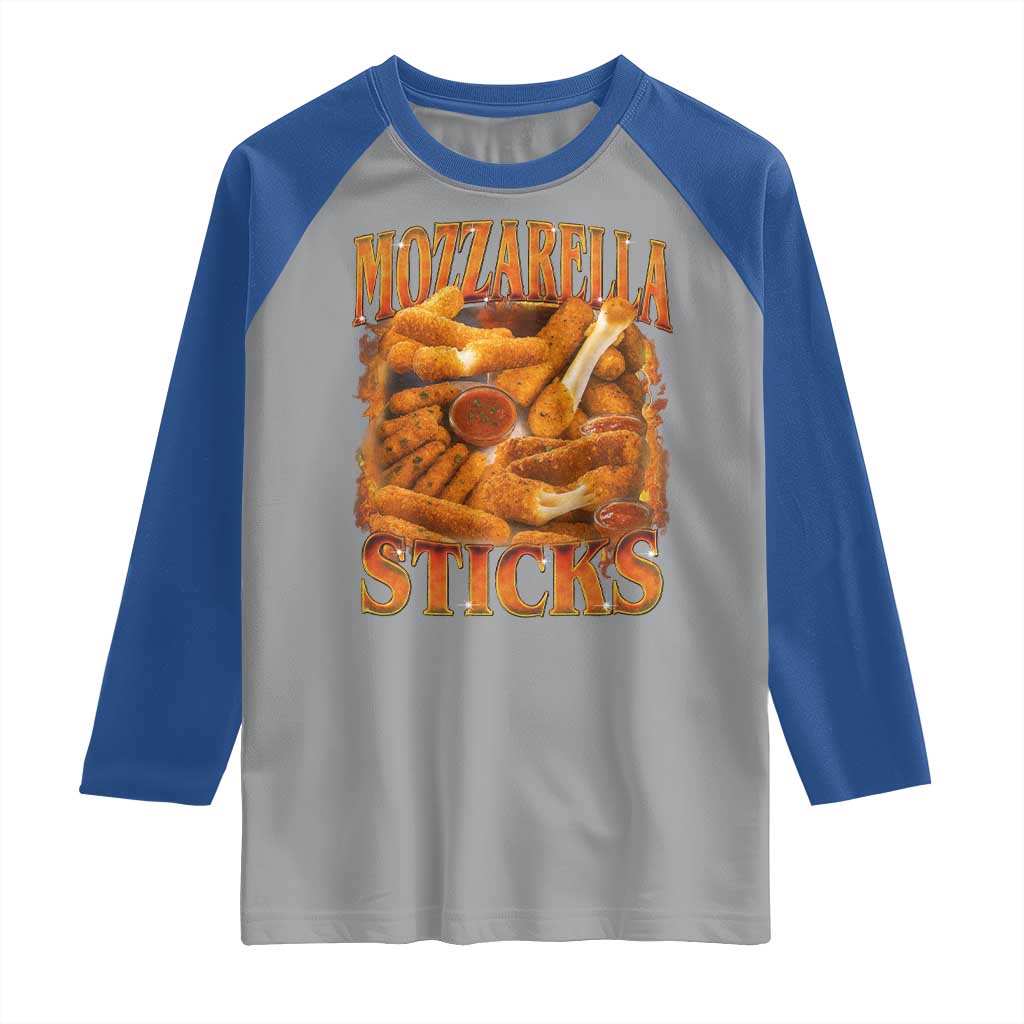 Mozzarella Sticks Raglan Shirt Funny Foodie Meme Snack Lover Vintage 90s - Wonder Print Shop