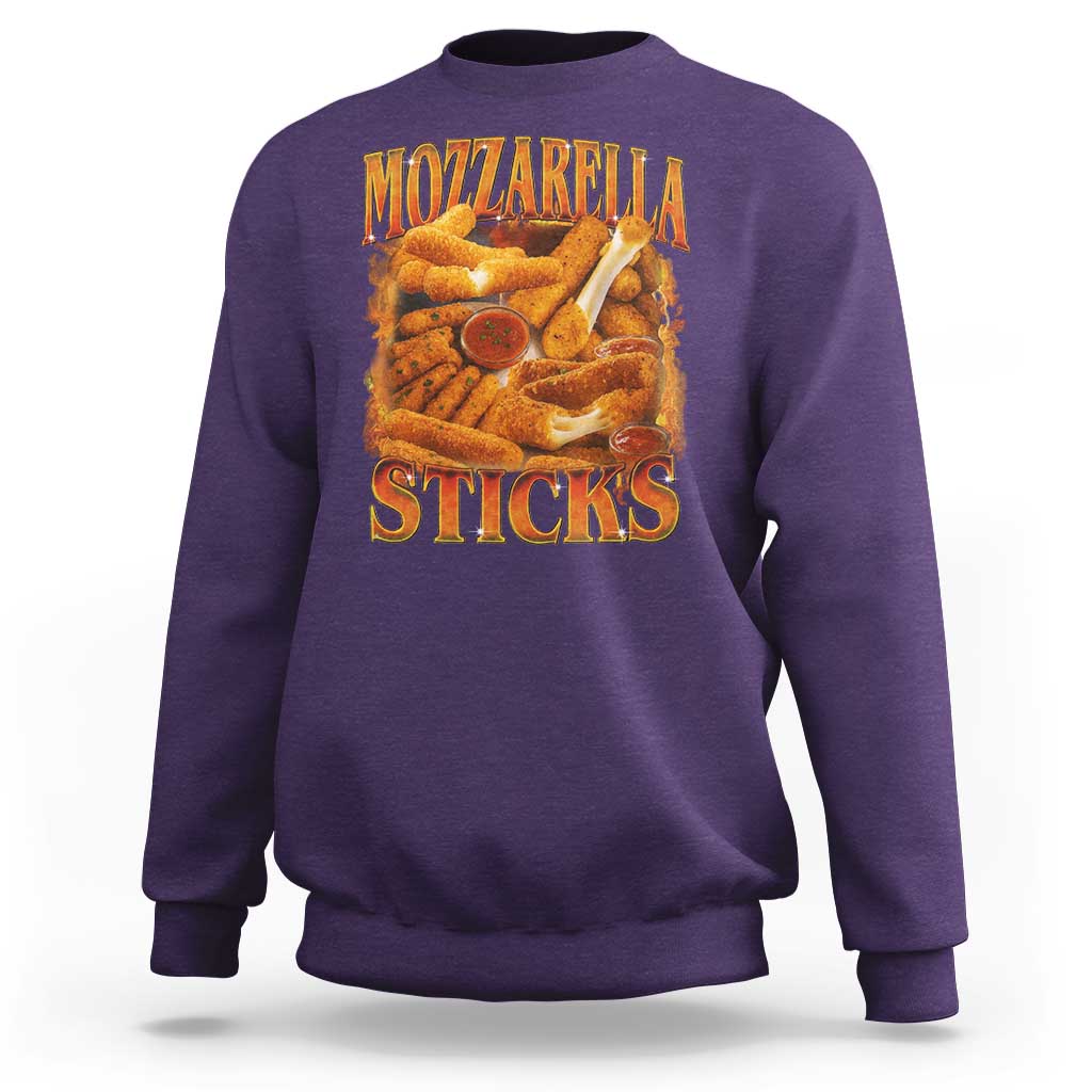 Mozzarella Sticks Sweatshirt Funny Foodie Meme Snack Lover Vintage 90s - Wonder Print Shop