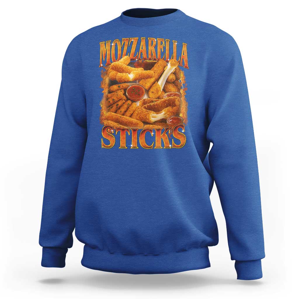 Mozzarella Sticks Sweatshirt Funny Foodie Meme Snack Lover Vintage 90s - Wonder Print Shop
