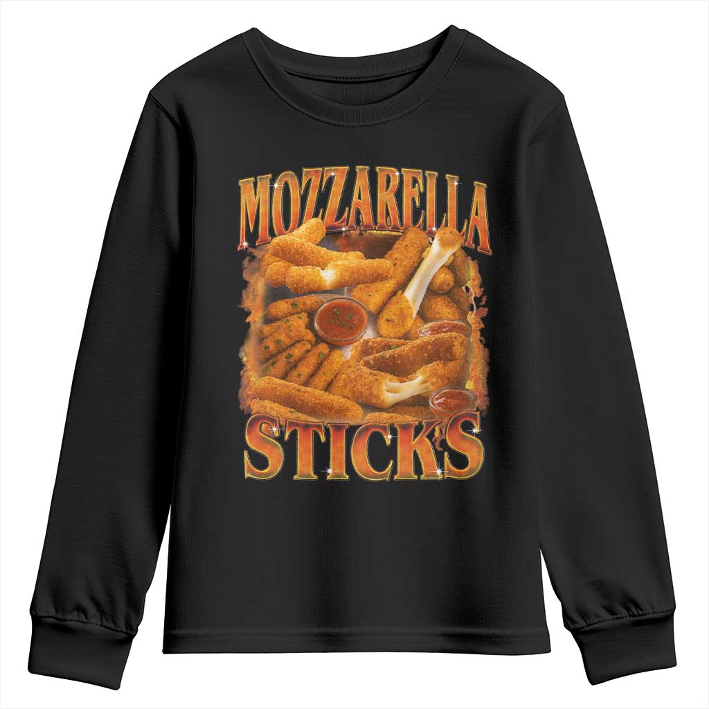 Mozzarella Sticks Youth Sweatshirt Funny Foodie Meme Snack Lover Vintage 90s - Wonder Print Shop