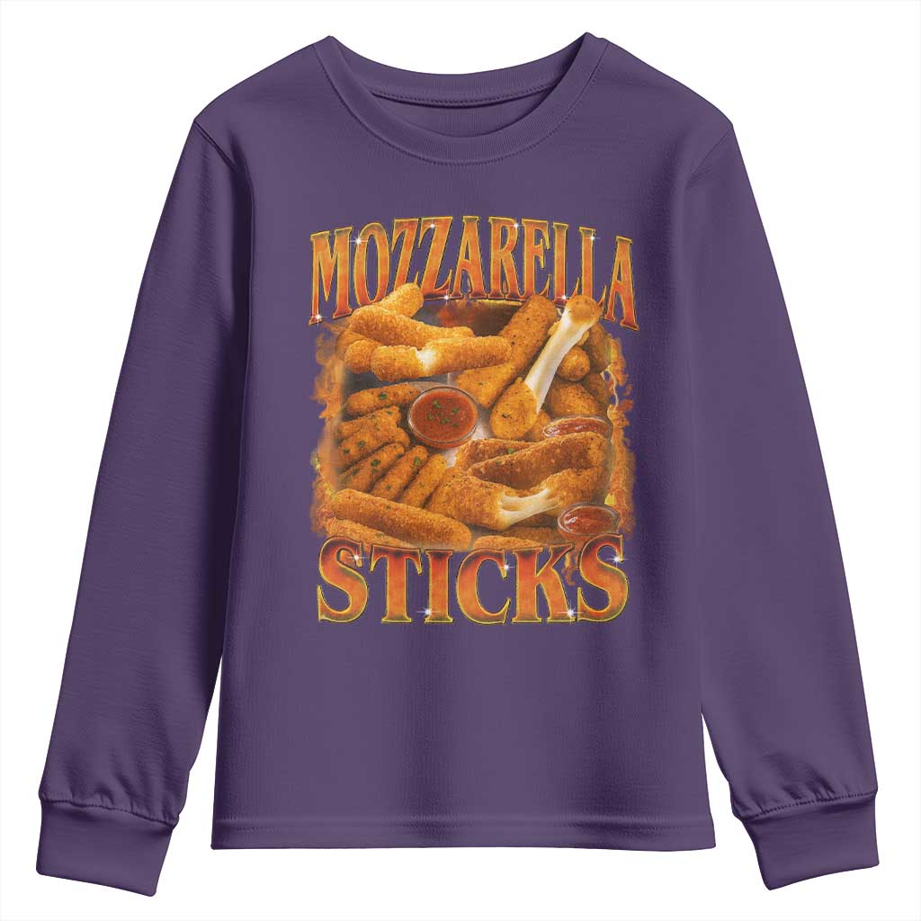 Mozzarella Sticks Youth Sweatshirt Funny Foodie Meme Snack Lover Vintage 90s - Wonder Print Shop