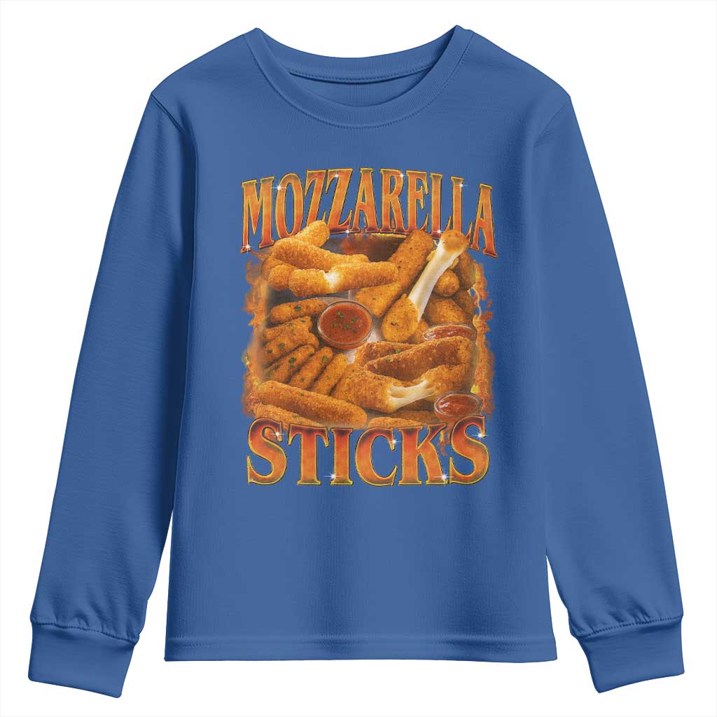 Mozzarella Sticks Youth Sweatshirt Funny Foodie Meme Snack Lover Vintage 90s - Wonder Print Shop