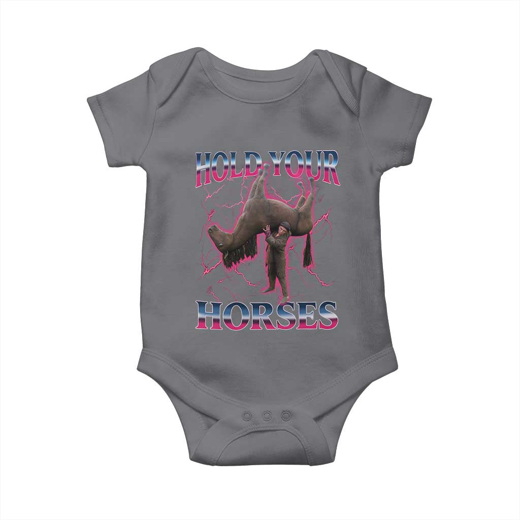 Hold Your Horses Funny Meme Baby Onesie Vintage 90s Style Bootleg Graphic - Wonder Print Shop
