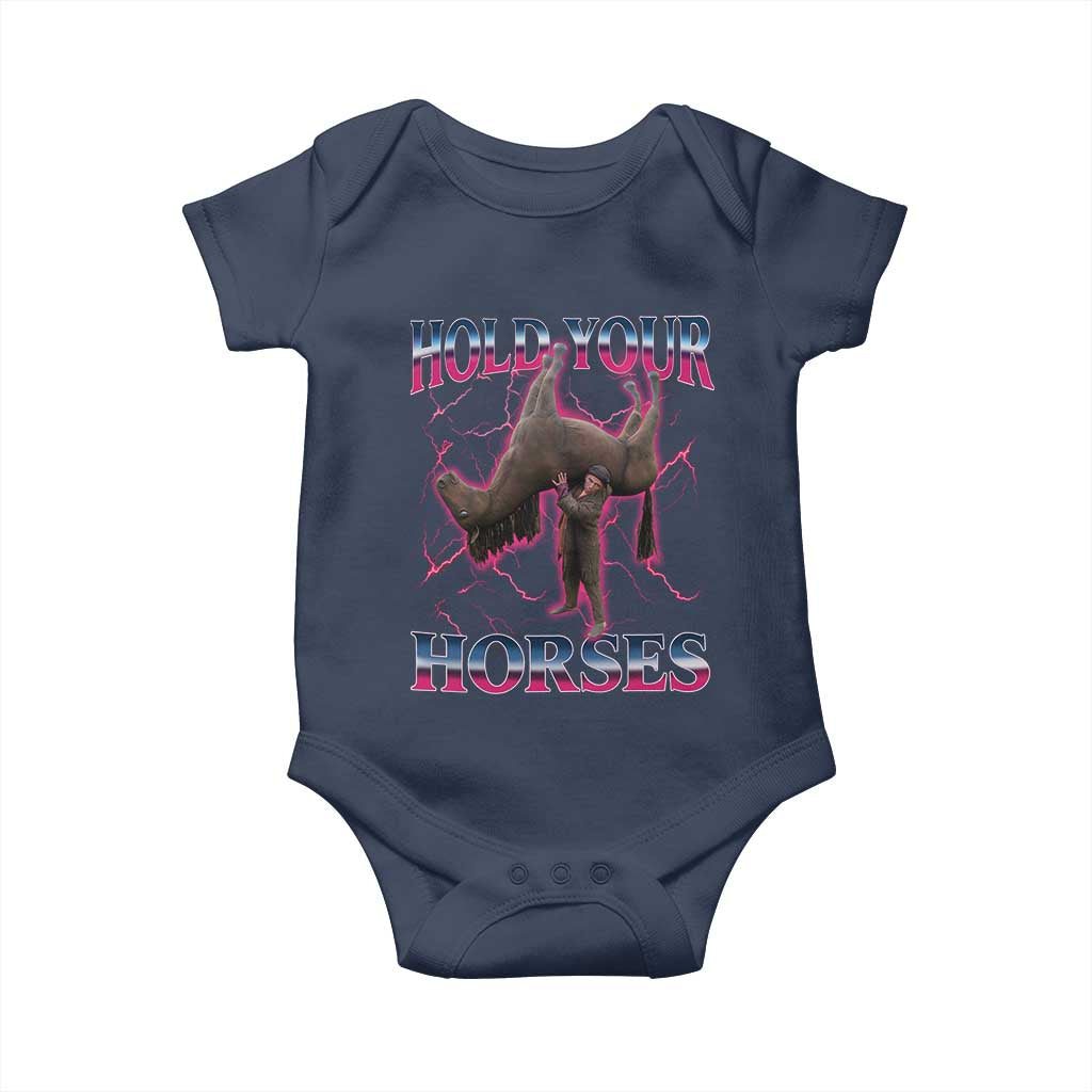 Hold Your Horses Funny Meme Baby Onesie Vintage 90s Style Bootleg Graphic - Wonder Print Shop