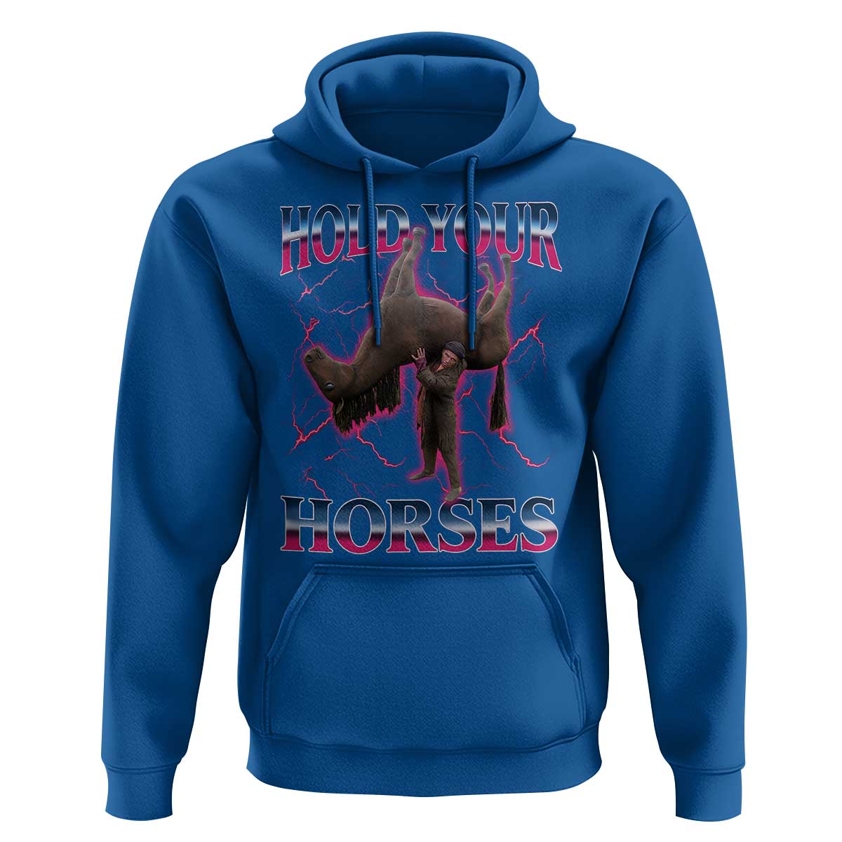 Hold Your Horses Funny Meme Hoodie Vintage 90s Style Bootleg Graphic - Wonder Print Shop