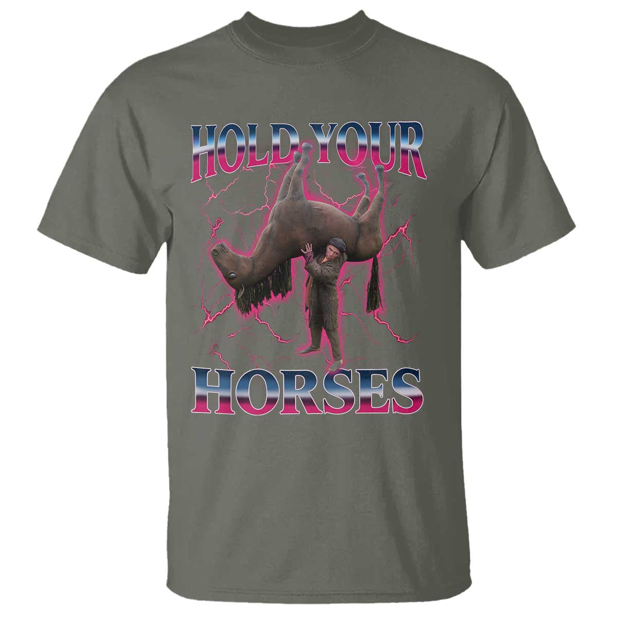 Hold Your Horses Funny Meme T Shirt Vintage 90s Style Bootleg Graphic - Wonder Print Shop