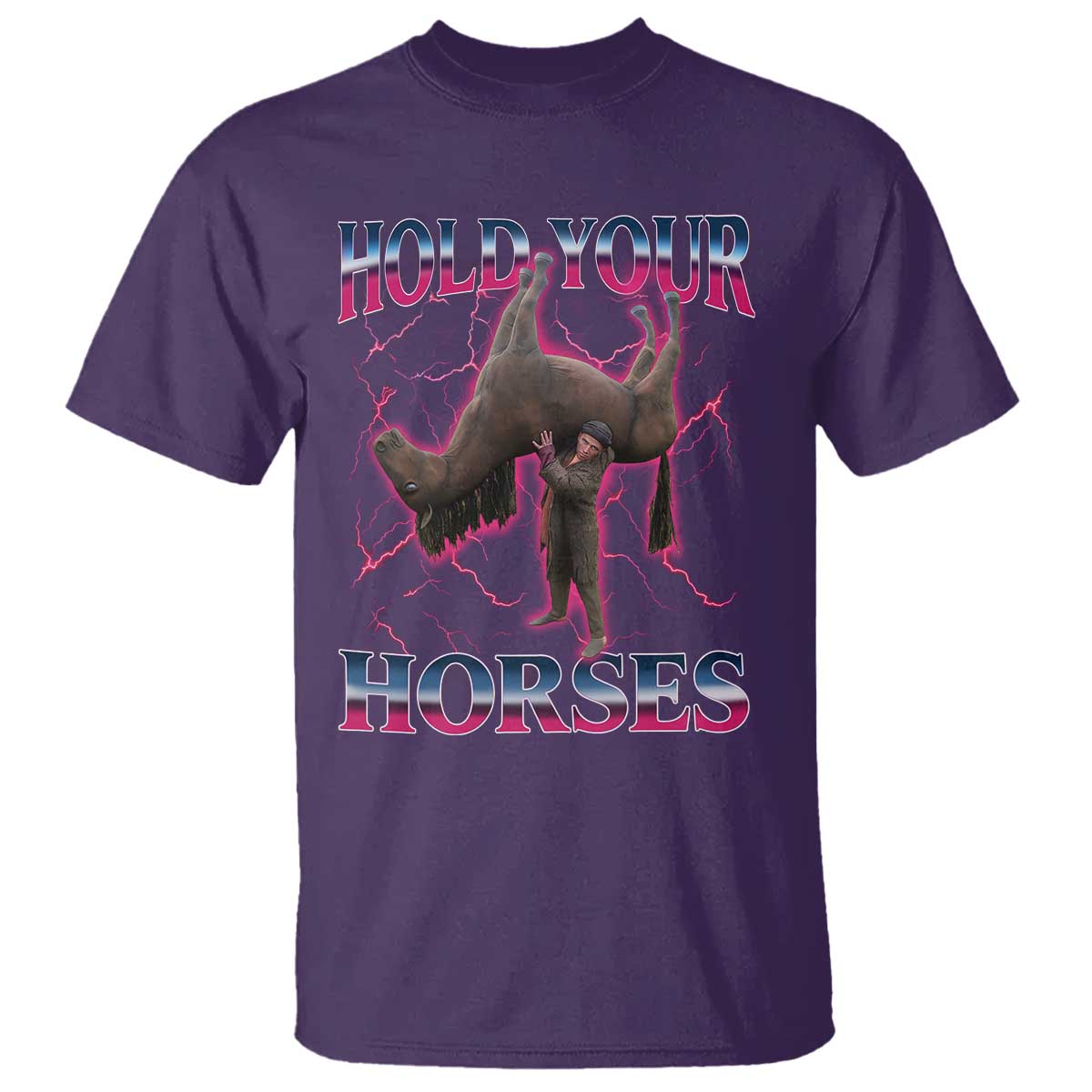 Hold Your Horses Funny Meme T Shirt Vintage 90s Style Bootleg Graphic - Wonder Print Shop