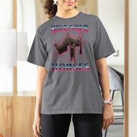 Hold Your Horses Funny Meme T Shirt For Women Vintage 90s Style Bootleg Graphic - Wonder Print Shop
