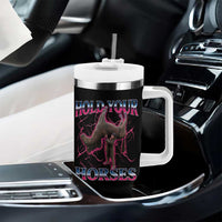 Hold Your Horses Funny Meme Tumbler With Handle Vintage 90s Style Bootleg Graphic - Wonder Print Shop