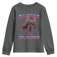 Hold Your Horses Funny Meme Youth Sweatshirt Vintage 90s Style Bootleg Graphic - Wonder Print Shop