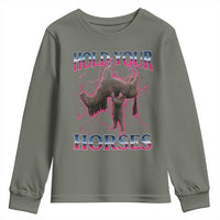 Hold Your Horses Funny Meme Youth Sweatshirt Vintage 90s Style Bootleg Graphic - Wonder Print Shop