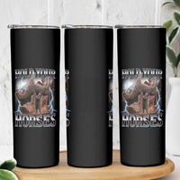 Funny Meme Hold Your Horses Skinny Tumbler Vintage 90s Style Bootleg Graphic - Wonder Print Shop
