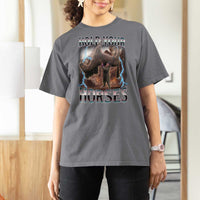 Funny Meme Hold Your Horses T Shirt For Women Vintage 90s Style Bootleg Graphic - Wonder Print Shop