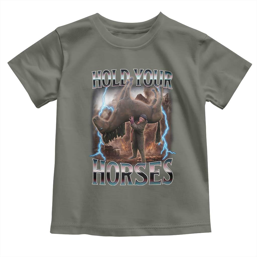 Funny Meme Hold Your Horses Toddler T Shirt Vintage 90s Style Bootleg Graphic - Wonder Print Shop