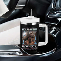 Funny Meme Hold Your Horses Tumbler With Handle Vintage 90s Style Bootleg Graphic - Wonder Print Shop