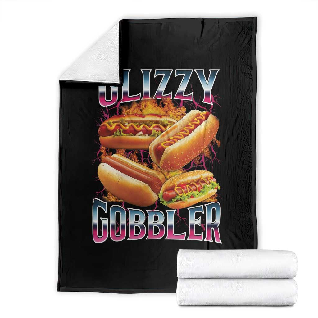 Glizzy Gobbler Throw Blanket Vintage Hot Dog Meme Funny Foodie Gen Z - Wonder Print Shop
