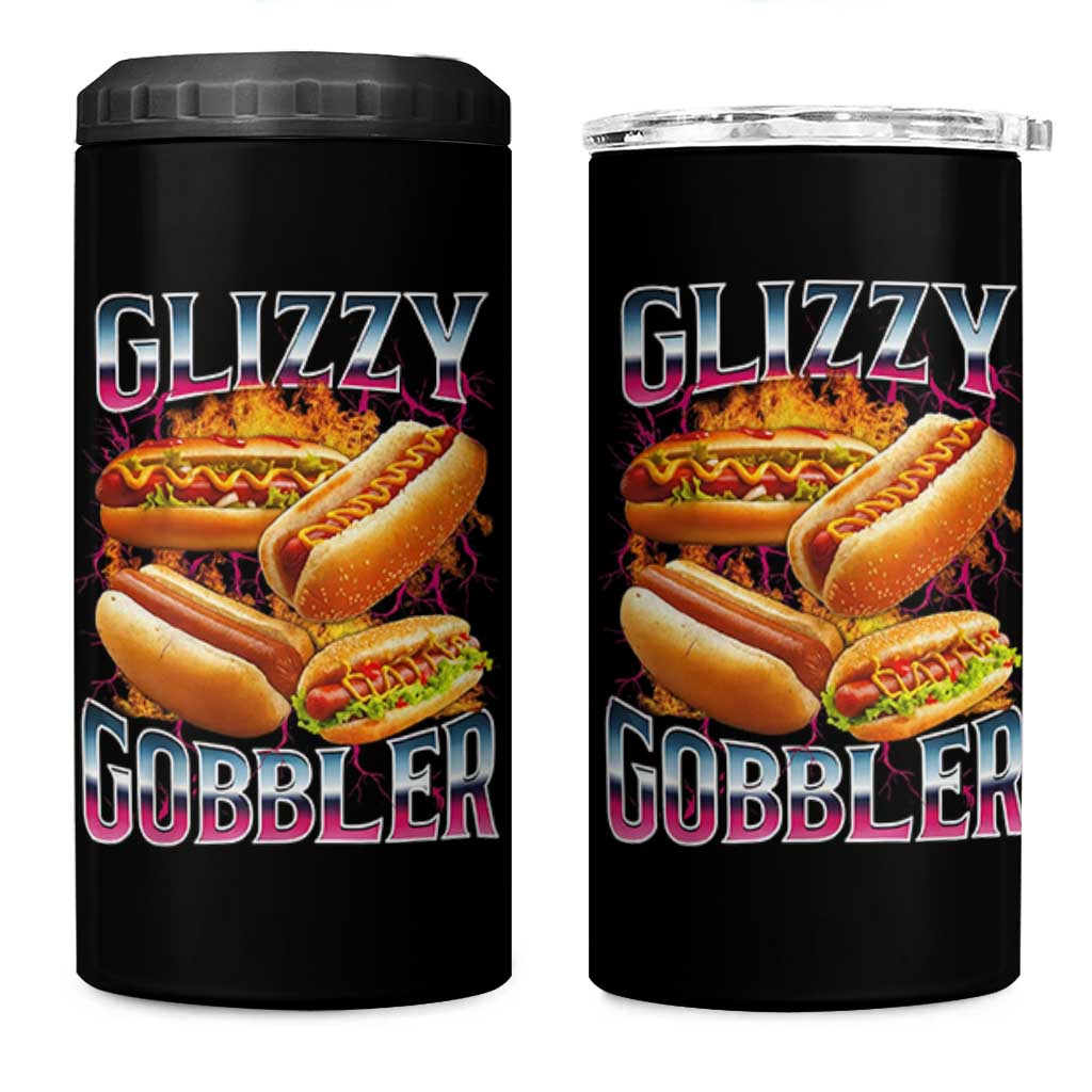 Glizzy Gobbler 4 in 1 Can Cooler Tumbler Vintage Hot Dog Meme Funny Foodie Gen Z - Wonder Print Shop