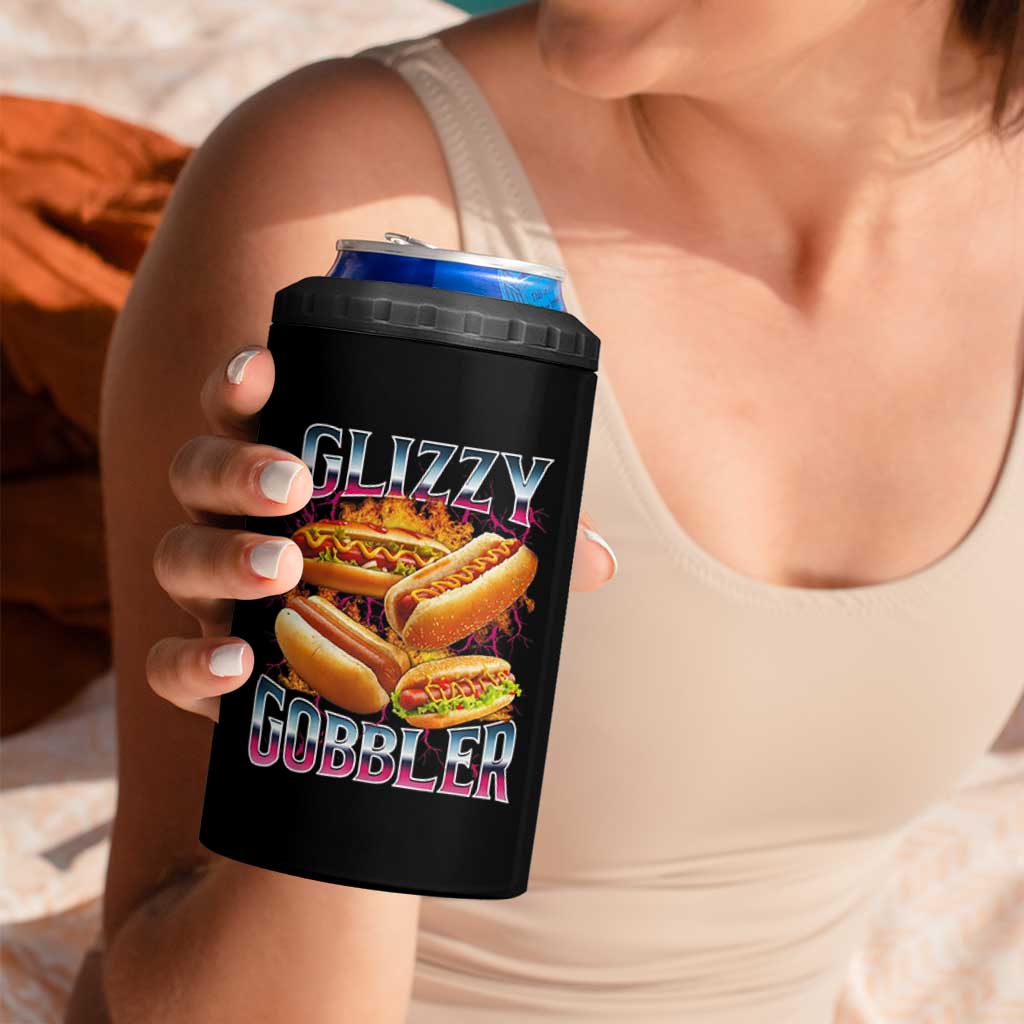 Glizzy Gobbler 4 in 1 Can Cooler Tumbler Vintage Hot Dog Meme Funny Foodie Gen Z - Wonder Print Shop