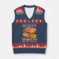 Glizzy Gobbler V-Neck Knit Sweater Vest Vintage Hot Dog Meme Funny Foodie Gen Z - Wonder Print Shop
