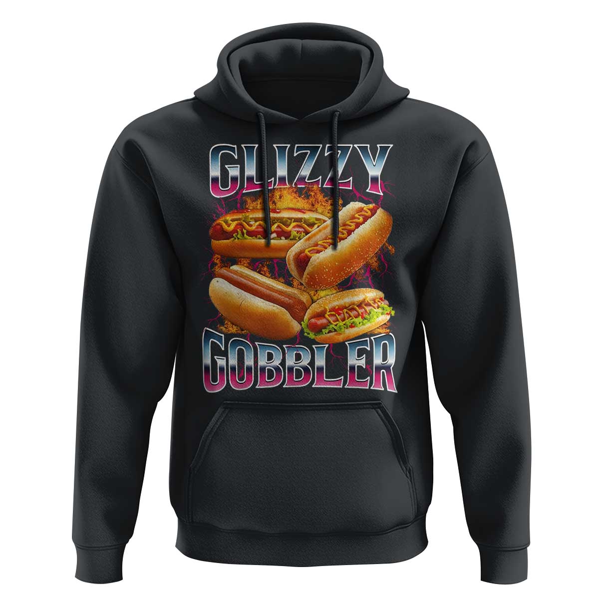 Glizzy Gobbler Hoodie Vintage Hot Dog Meme Funny Foodie Gen Z - Wonder Print Shop